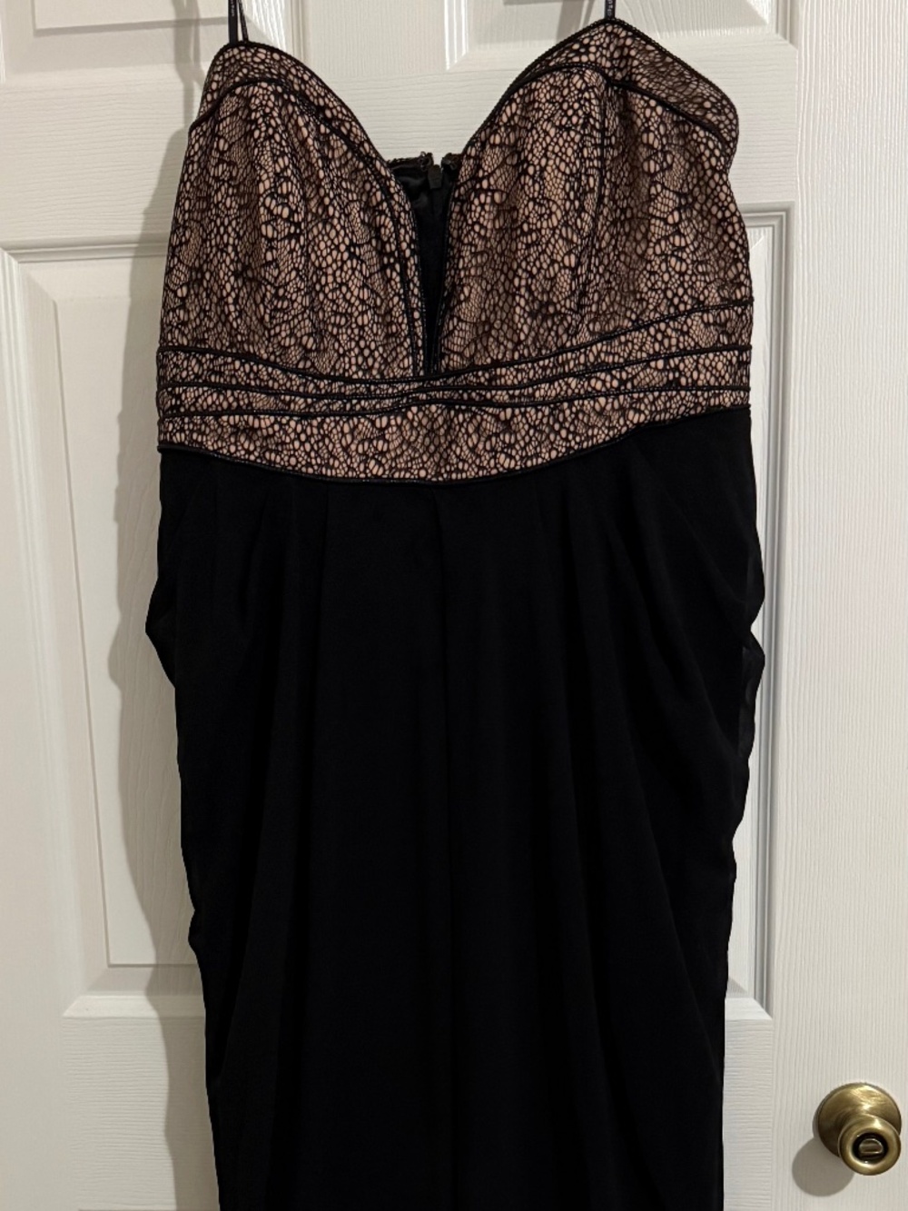 City Chic Motown gown featuring a strapless lacy bodice and a draped b